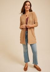 Ribbed Hacci Side Button Open Front Duster Cardigan, C5825, small
