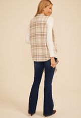 Plaid Open Front Waterfall Vest, C1318, small
