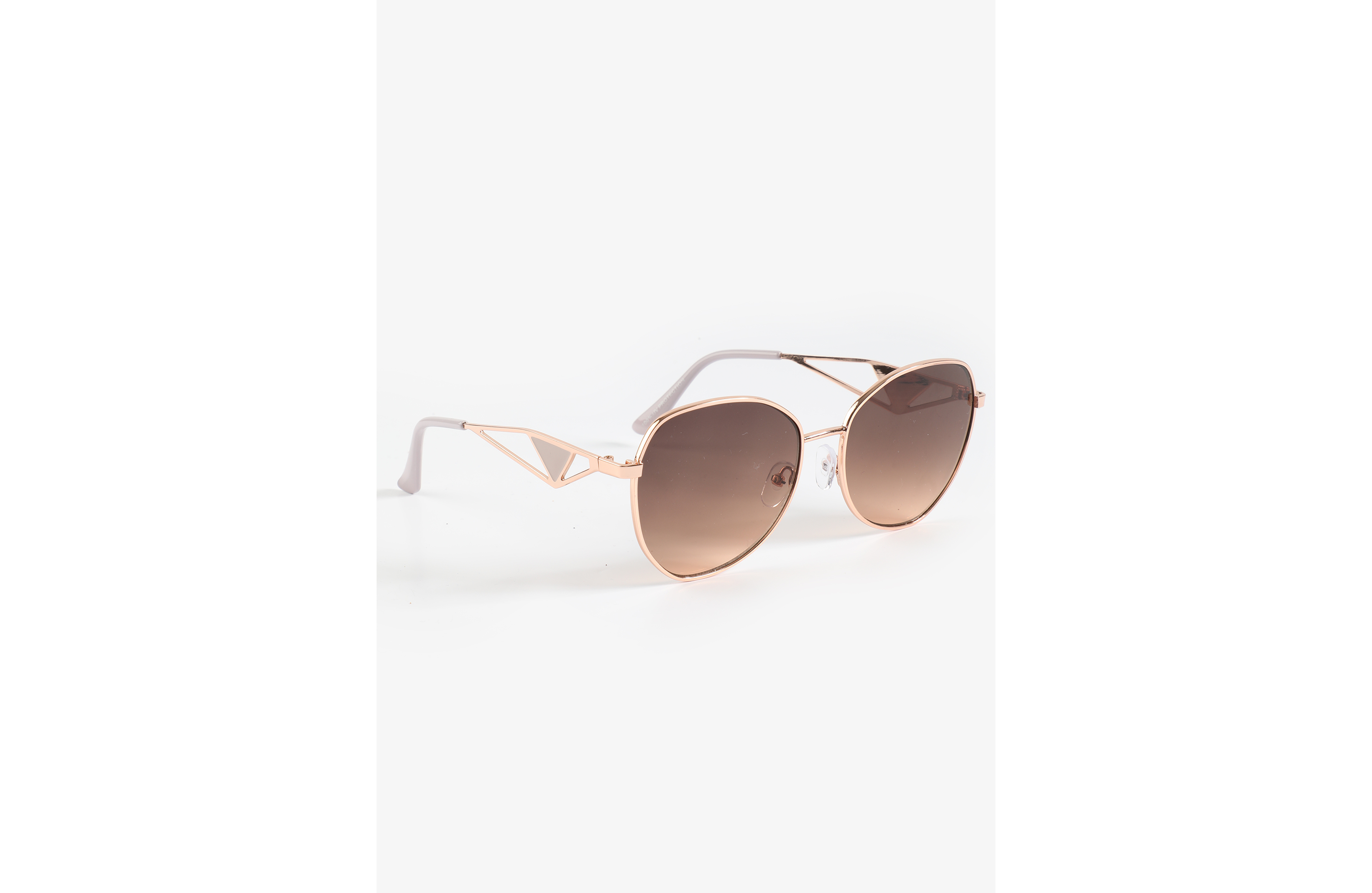 Rose Gold Enamel Round Sunglasses