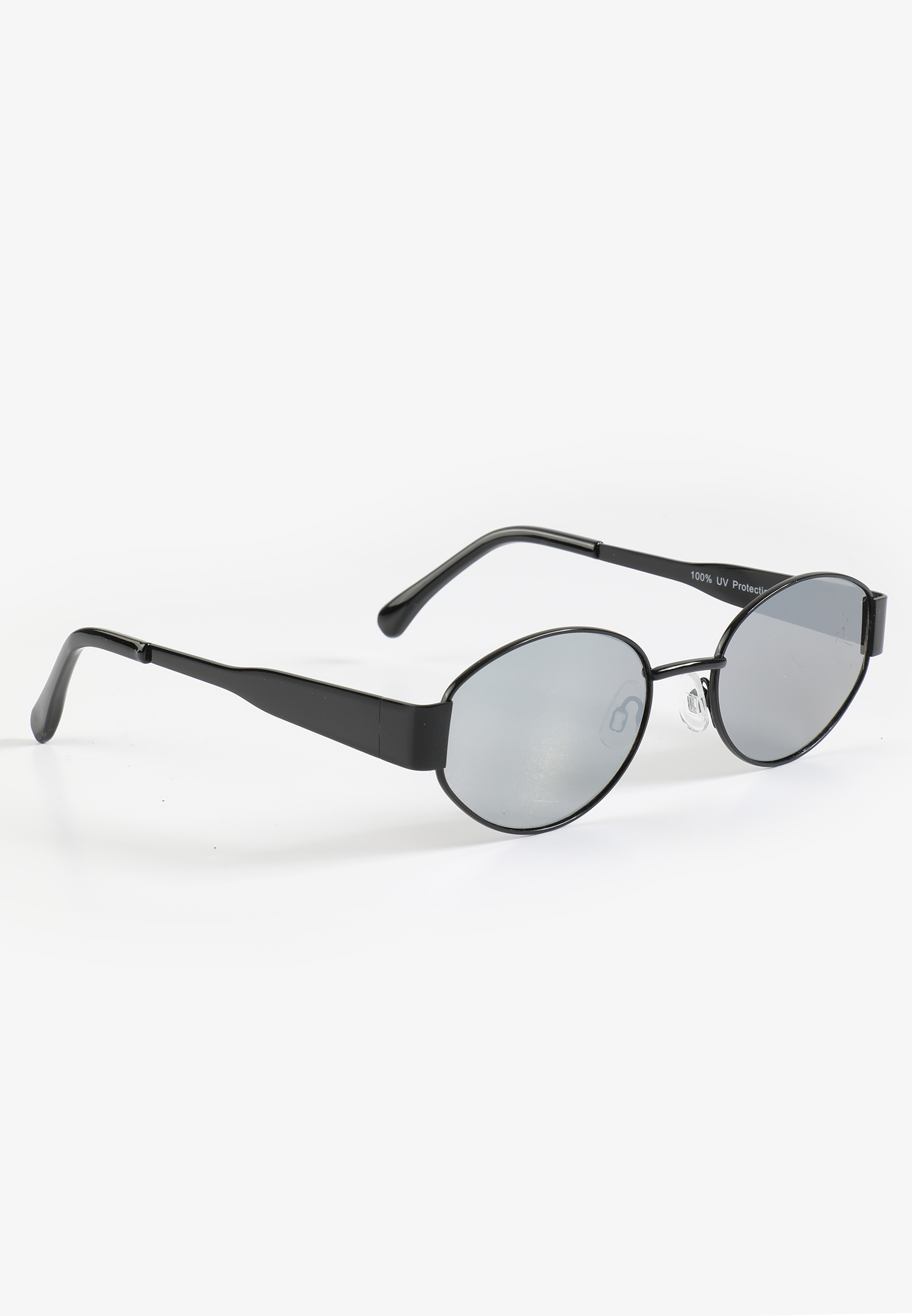 Black Metal Oval Mirror Sunglasses