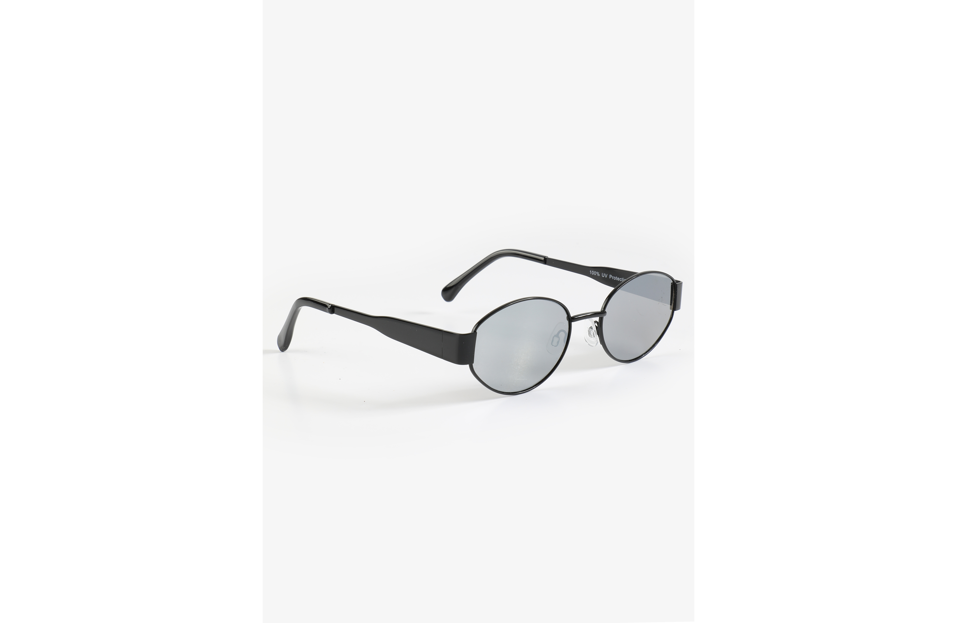 Black Metal Oval Mirror Sunglasses