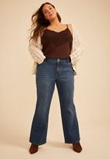 Plus Size Mid Rise Baggy Bootcut Jean, C258, small