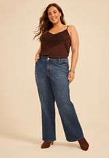 Plus Size Mid Rise Baggy Bootcut Jean, C258, small