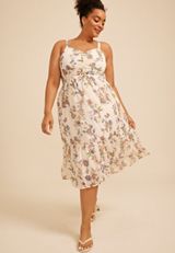 Plus Size Bare Sweetheart Cutout Floral Midi Dress, C5487, small