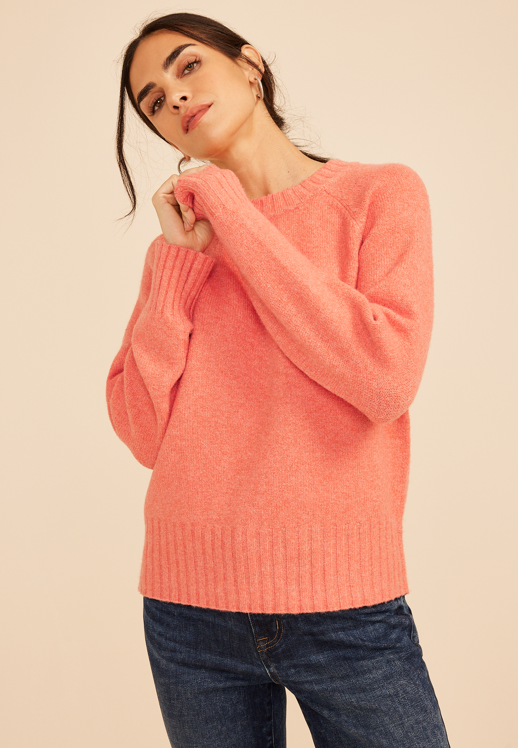 Crew Neck Raglan Sweater