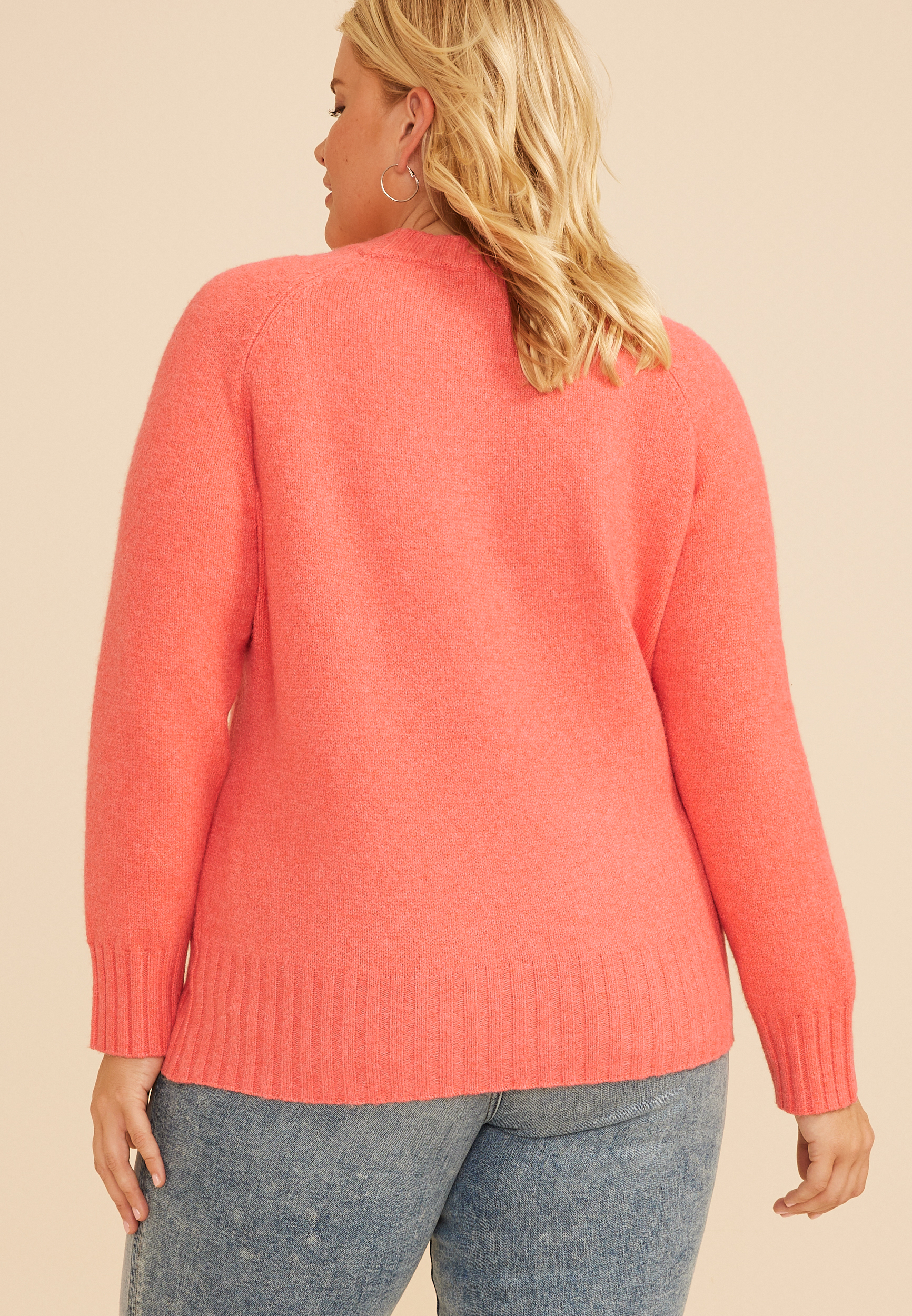 Plus Size Crew Neck Raglan Sweater, C4002, large