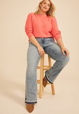 Plus Size Crew Neck Raglan Sweater, C4002, small