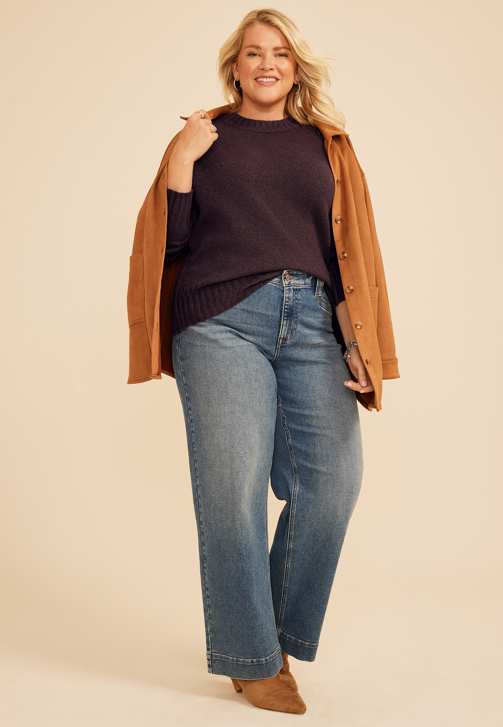 Plus Size Crew Neck Raglan Sweater