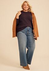 Plus Size Crew Neck Raglan Sweater, C9902, small