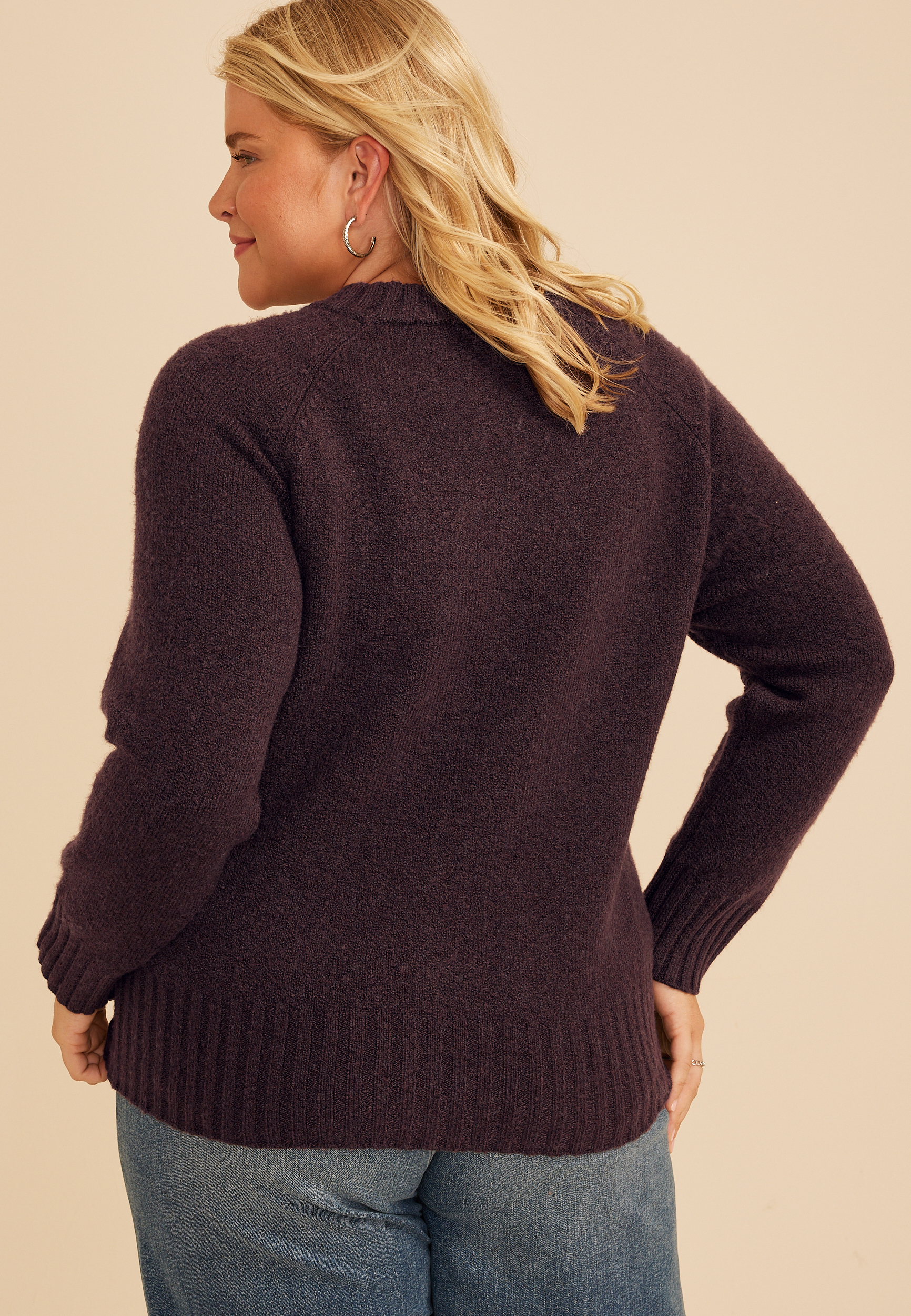 Plus Size Crew Neck Raglan Sweater, C9902, large
