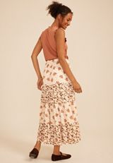 Mixed Floral Tiered Maxi Skirt, C8582, small