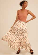 Mixed Floral Tiered Maxi Skirt, C8582, small