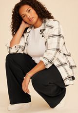 Plus Size Cloud Scuba Knit Pinktuck Wide Leg Pant, C106, small