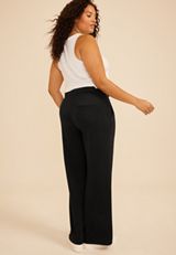 Plus Size Cloud Scuba Knit Pinktuck Wide Leg Pant, C106, small