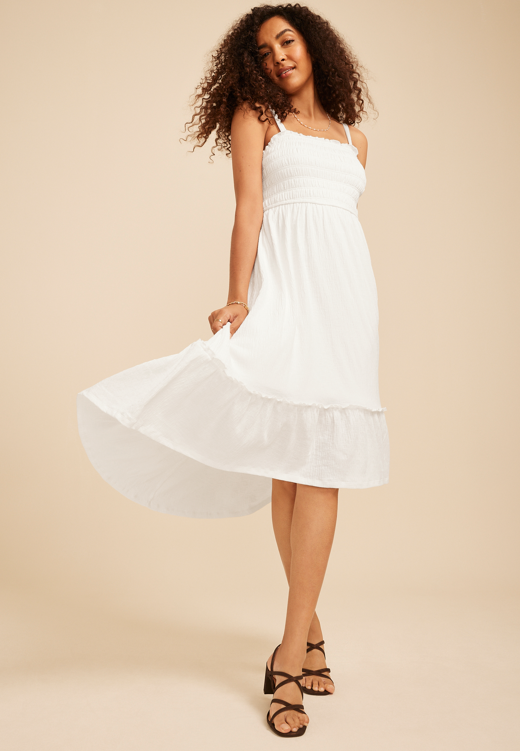 Bare Crinkle Gauze Midi Dress