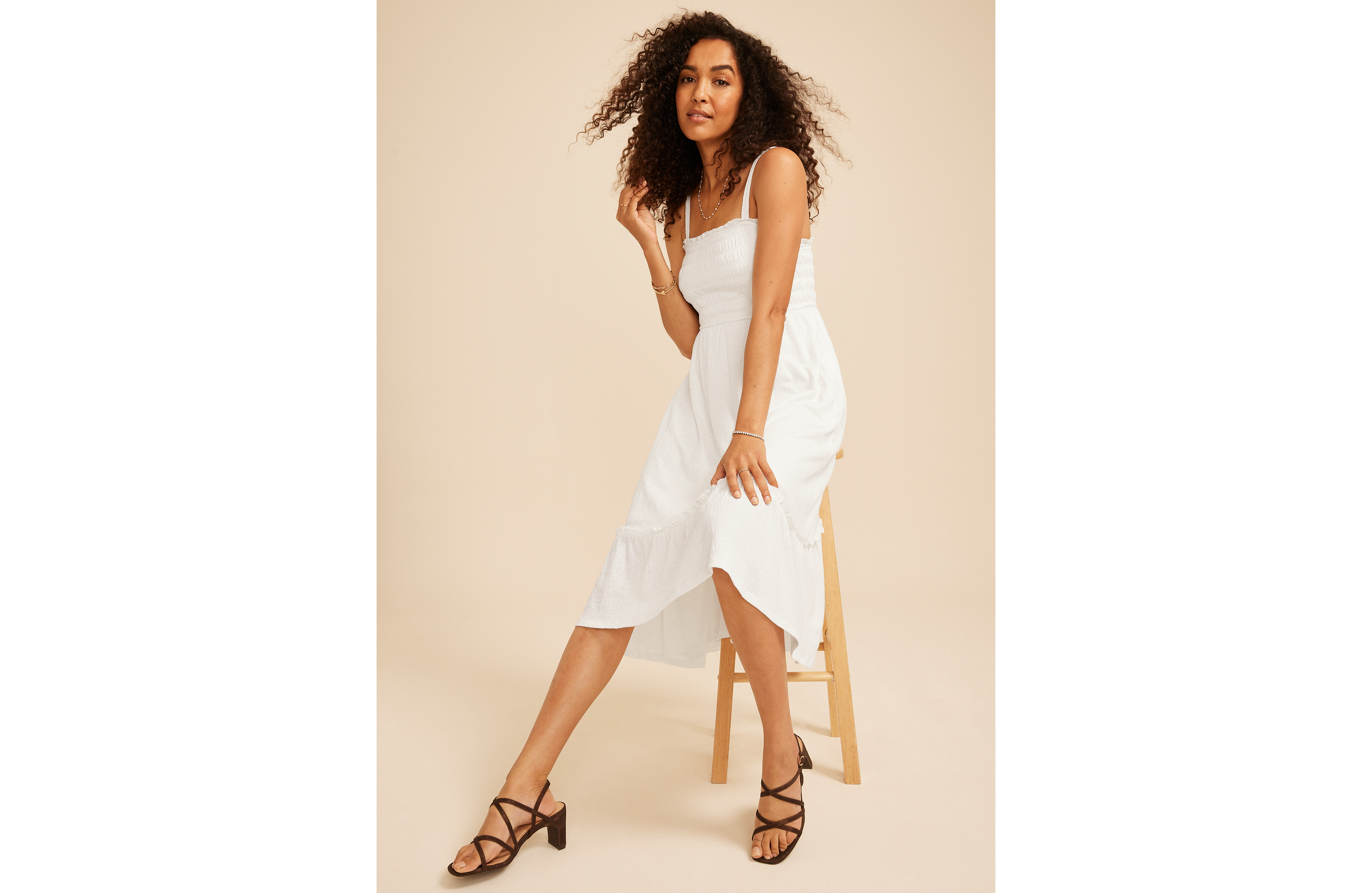 Bare Crinkle Gauze Midi Dress