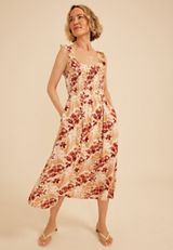 Flutter Sleeve Floral Gauze Midi Dress, C1757, small