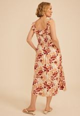 Flutter Sleeve Floral Gauze Midi Dress, C1757, small