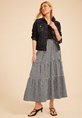 Gingham Tiered Maxi Skirt, C1756, small