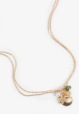 Gold Shell Charm Pendant Necklace, C605, small