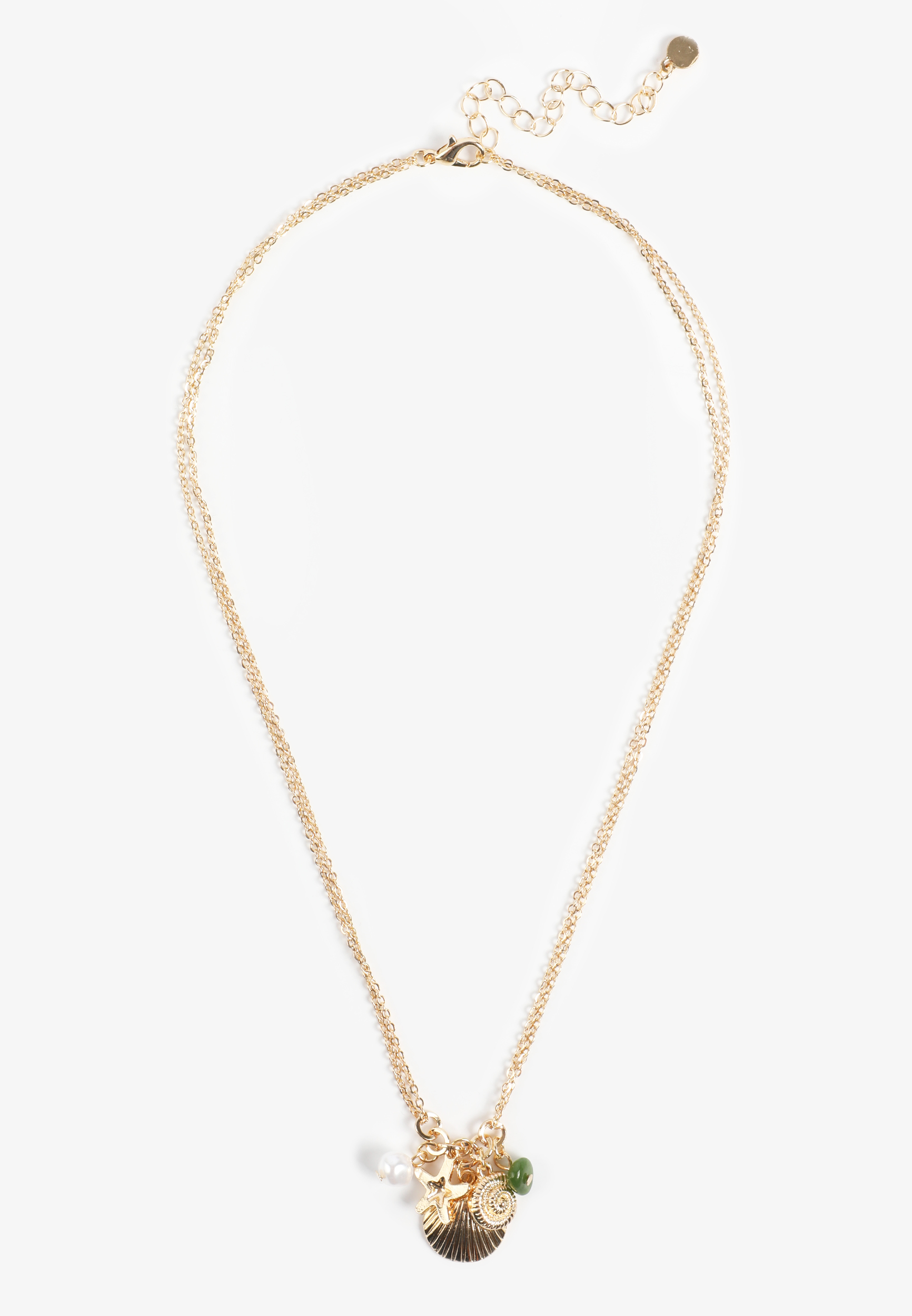 Gold Shell Charm Pendant Necklace, C605, large