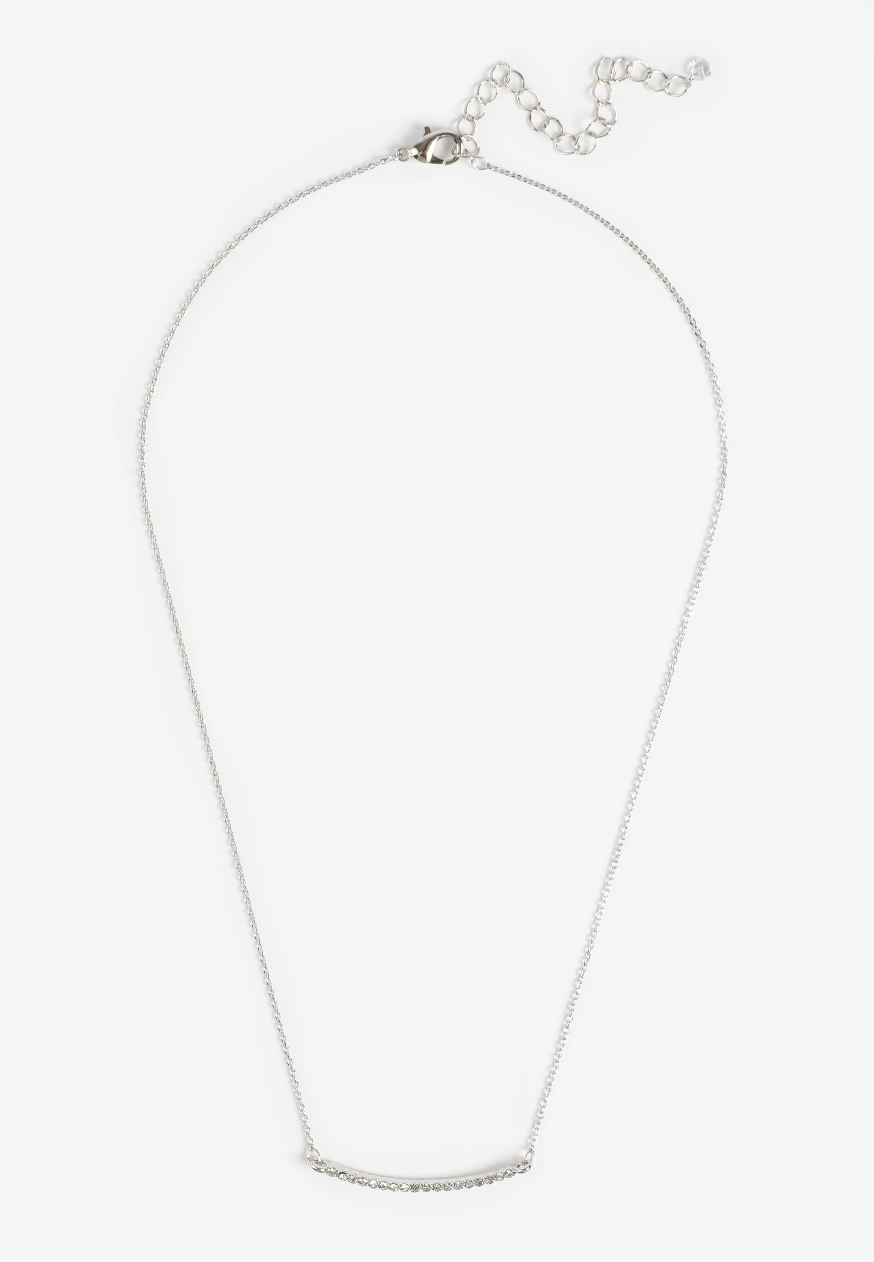 Everyday Layers Silver Rhinestone Bar Necklace, C431, large