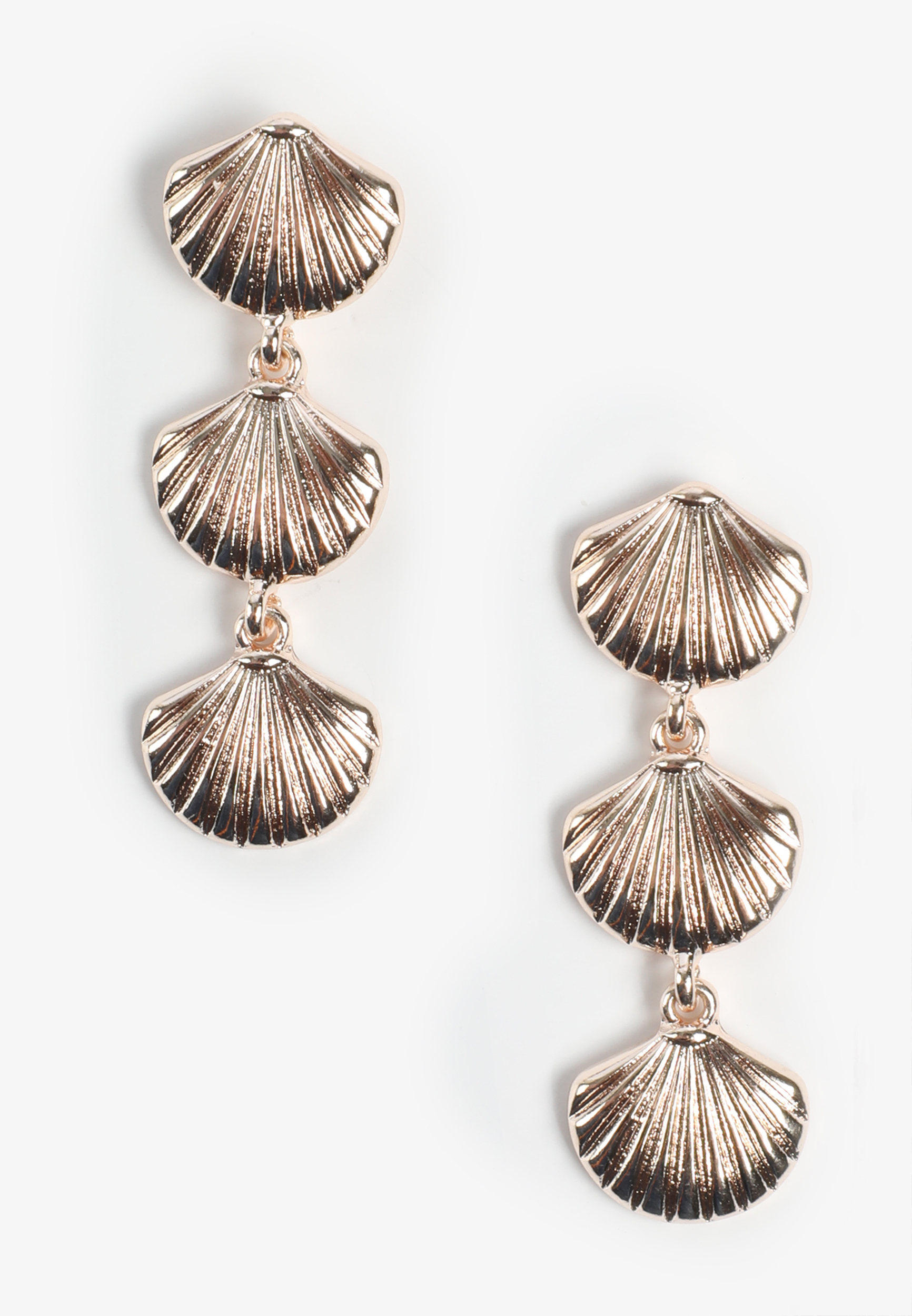 Rose Gold Triple Shell Drop Earrings
