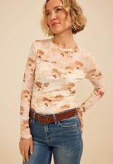 Floral Mesh Long Sleeve Top, C1524, small