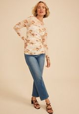 Floral Mesh Long Sleeve Top, C1524, small