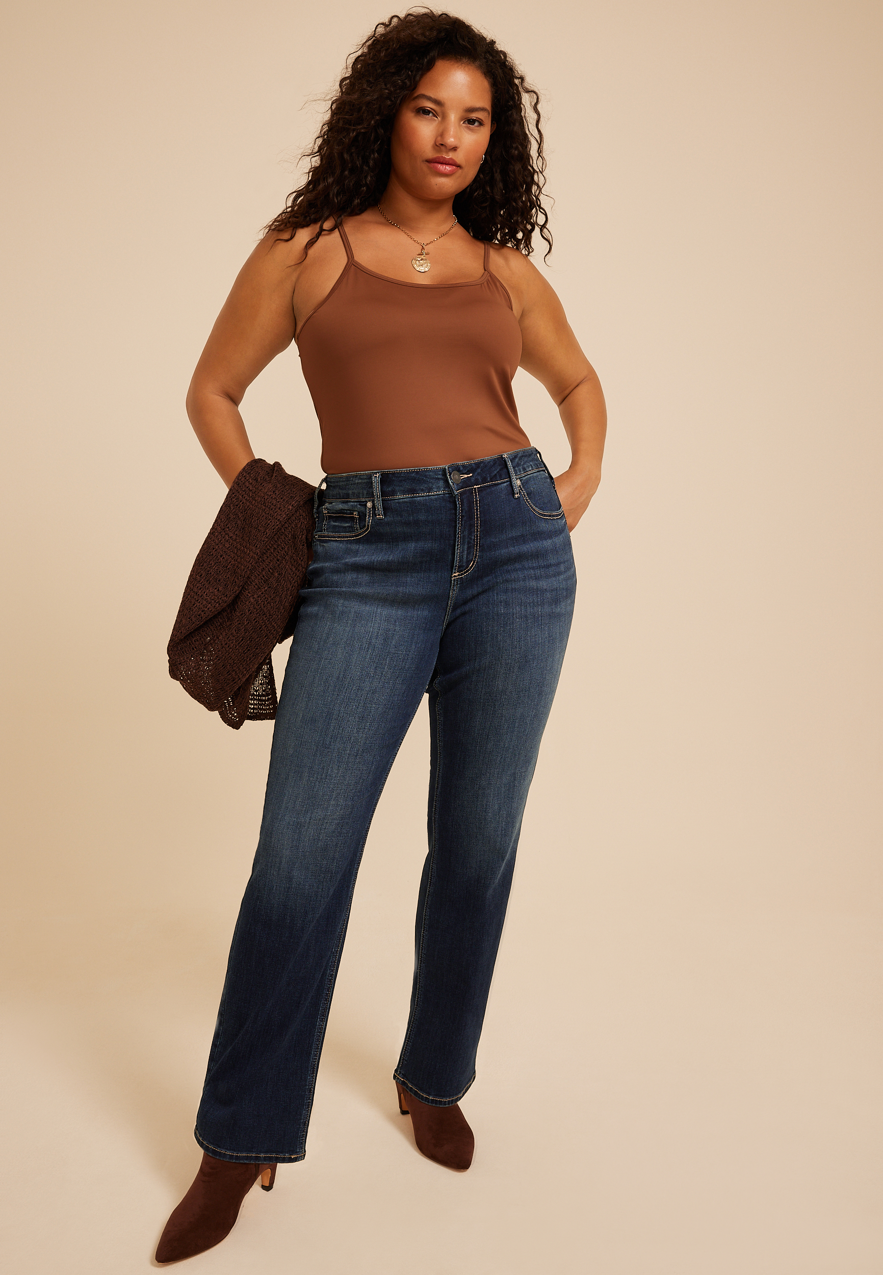 Plus Size Silver Jeans Co.&reg; Elyse Curvy Mid Rise Luxe Stretch Straight Jean