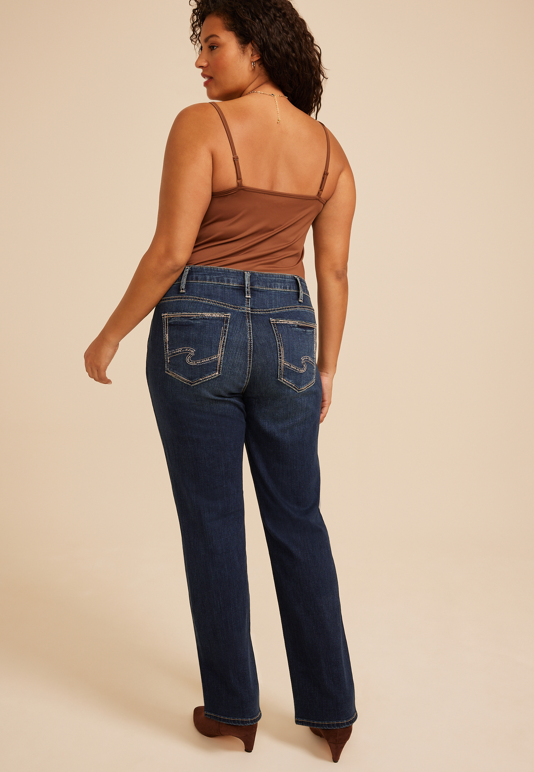 Plus Size Silver Jeans Co.®Elyse Curvy Mid Rise Luxe Stretch Straight Jean, C258, large