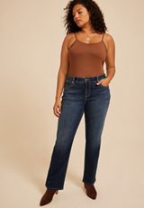 Plus Size Silver Jeans Co.®Elyse Curvy Mid Rise Luxe Stretch Straight Jean, C258, small