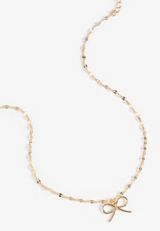 Gold Dainty Bow Pendant Necklace, C605, small