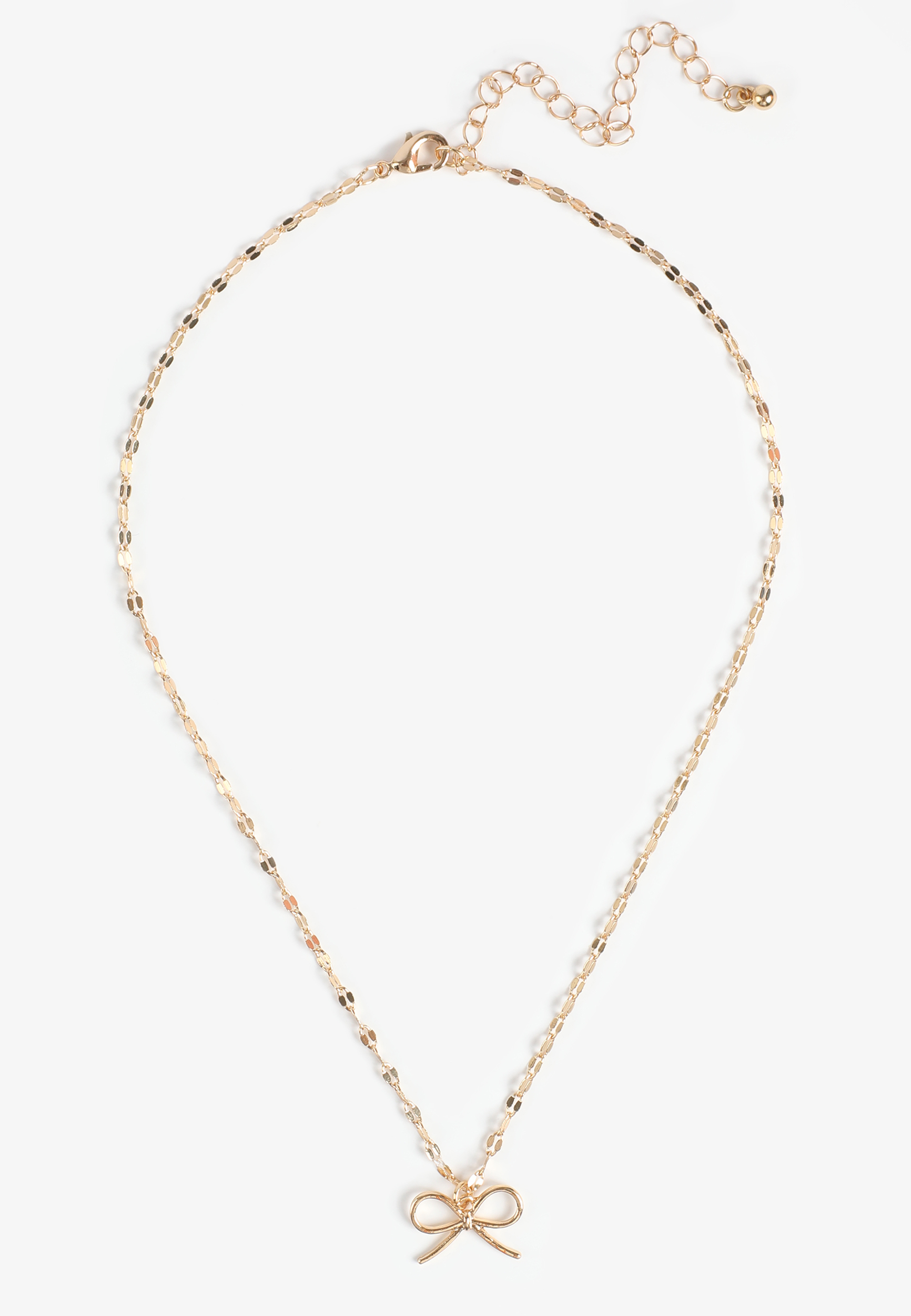 Gold Dainty Bow Pendant Necklace, C605, large