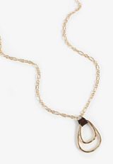 Gold Suede Wrapped Double Teardrop Pendant Necklace, C605, small