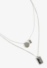Silver Dog Tag Charm Layered Necklace, C431, small