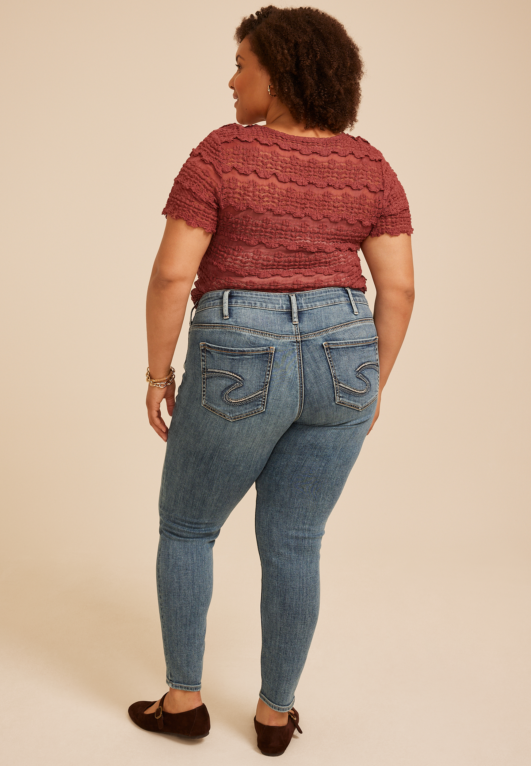 Plus Size Silver Jeans Co.® Elyse Curvy Mid Rise Luxe Stretch Skinny Jean, C3337, large
