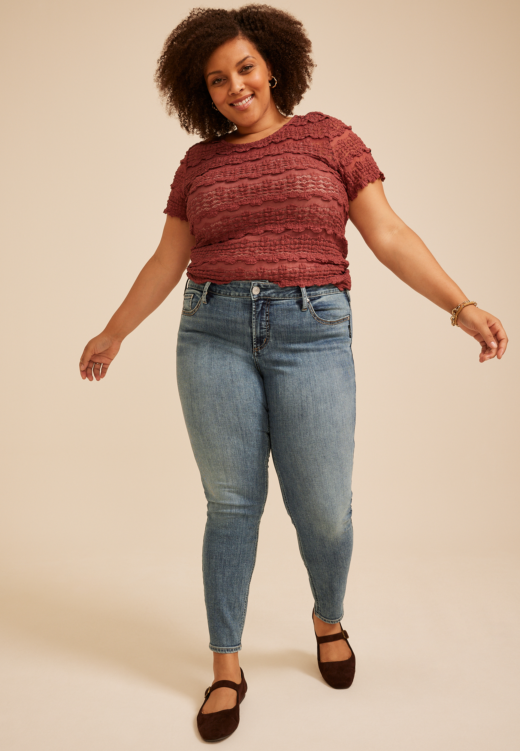 Plus Size Silver Jeans Co.® Elyse Curvy Mid Rise Luxe Stretch Skinny Jean, C3337, large