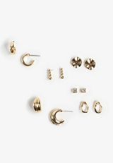 Gold Mixed Earring Set, C605, small