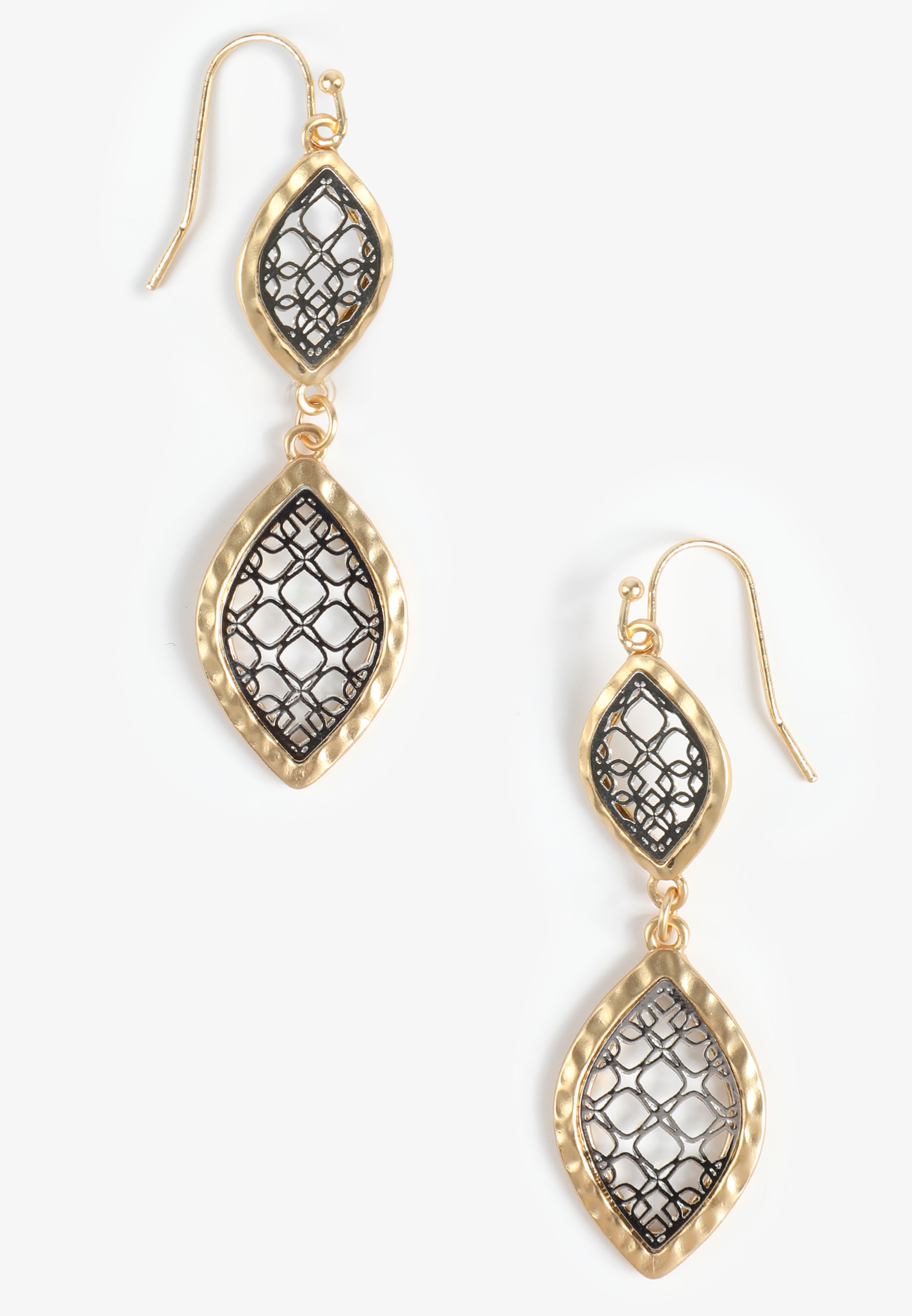 Mixed Metal Filigree Drop Earrings