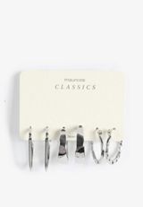 Silver Mixed Hoop Earring Set, C431, small