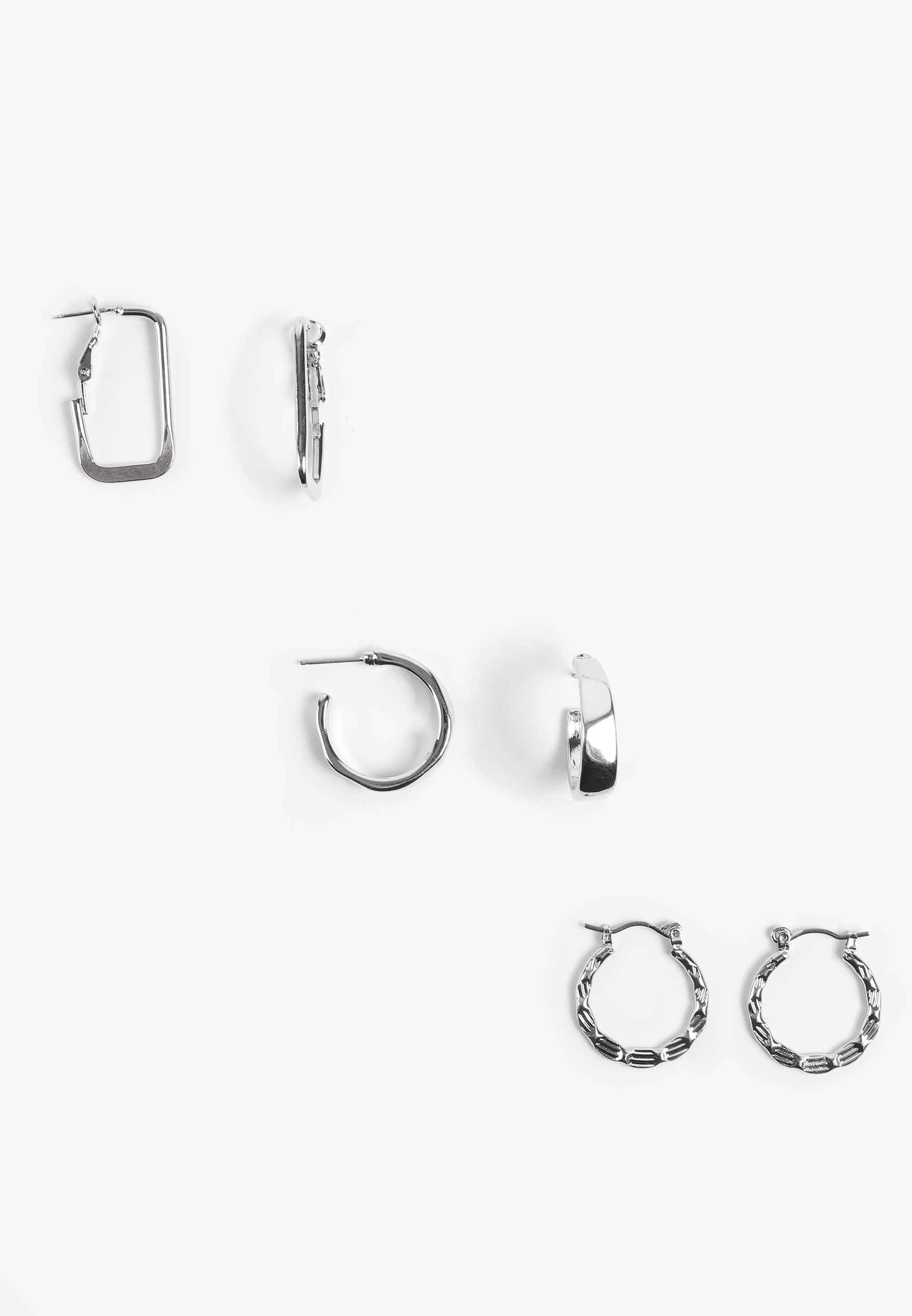 Silver Mixed Hoop Earring Set, C431, large