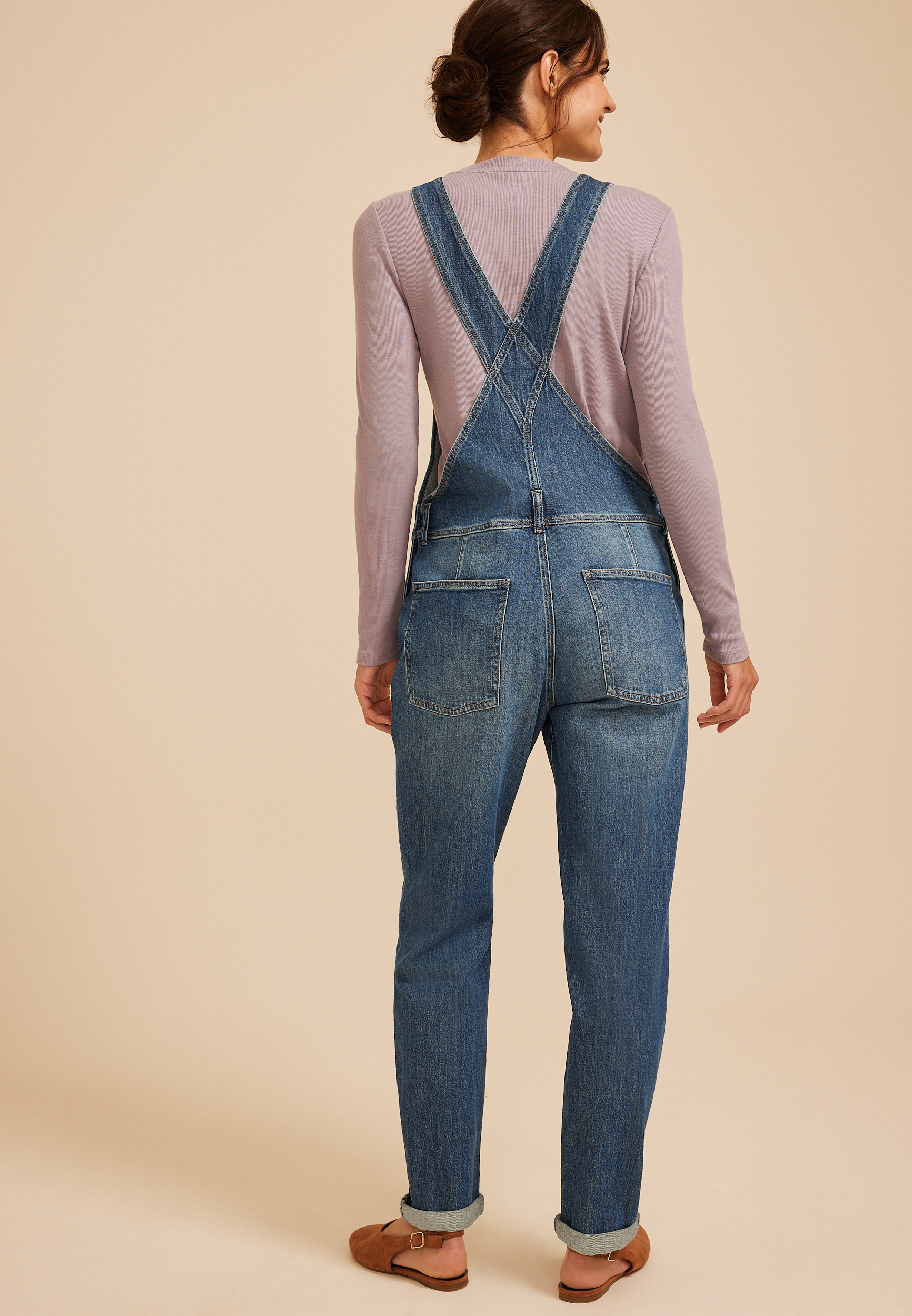 Silver Jeans Co.® Baggy Rolled Hem Overalls, C3337, large