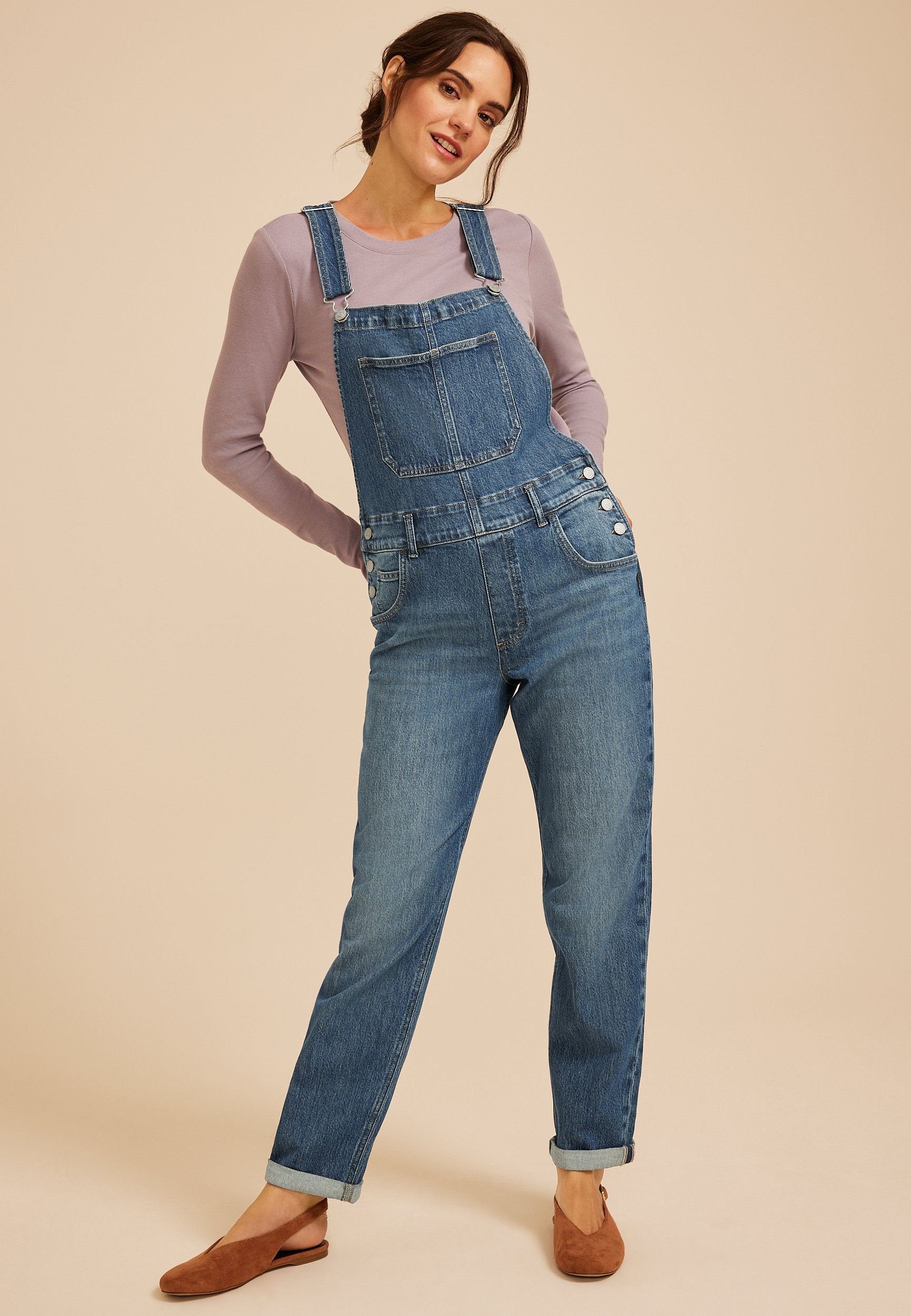 Silver Jeans Co.® Baggy Rolled Hem Overalls, C3337, large