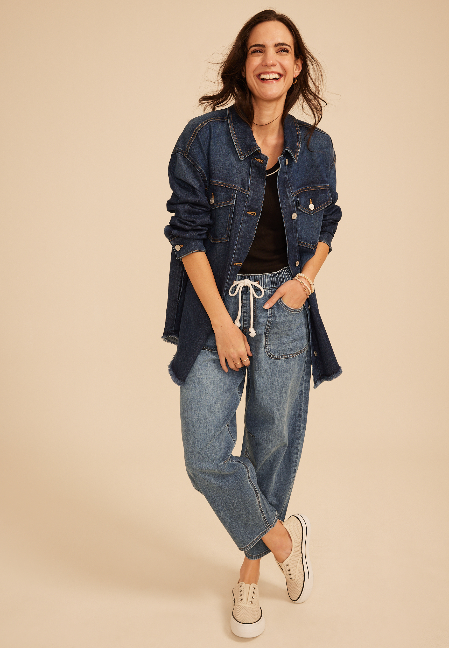 m jeans by maurices&trade; High Rise Soft Barrel Pull On Jean, C3337, large