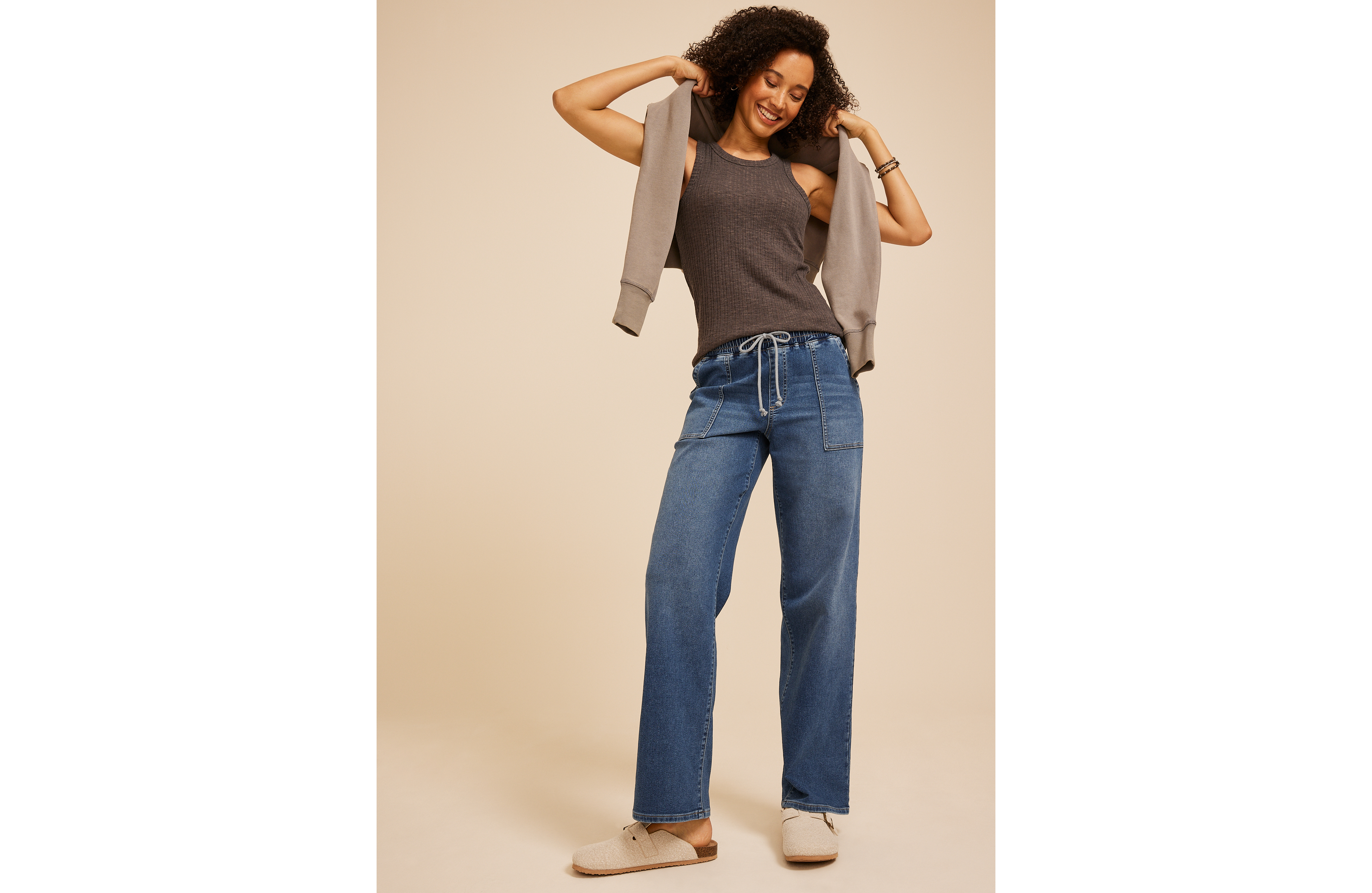 m jeans by maurices™ High Rise Dark Knit Pull On Wide Leg Jean