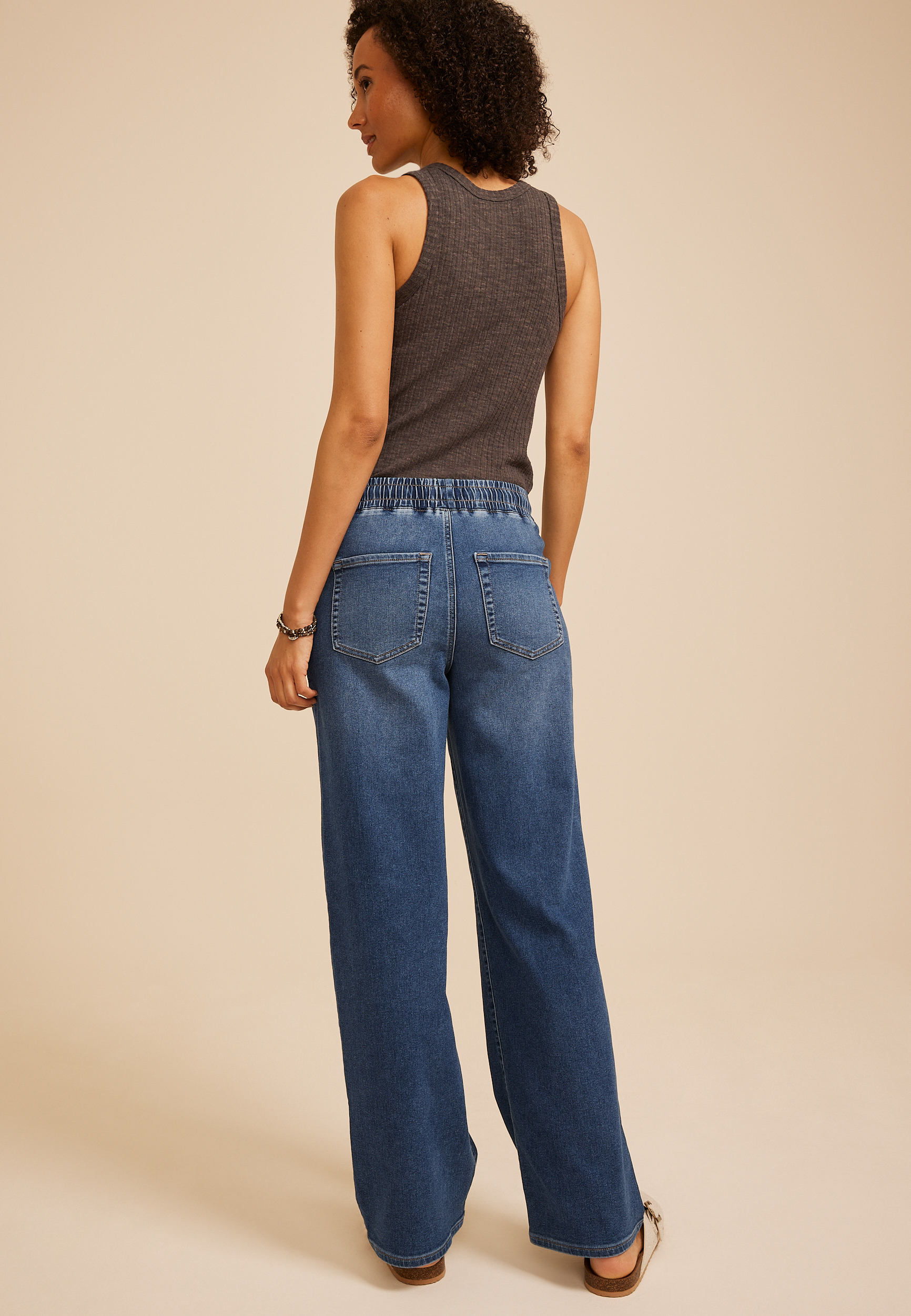 m jeans by maurices&trade; High Rise Dark Knit Pull On Wide Leg Jean, C258, large