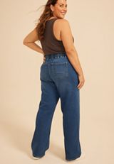 Plus Size m jeans by maurices&trade; High Rise Dark Knit Pull On Wide Leg Jean, C258, small