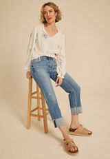 Flying Monkey&trade; High Rise Frayed Cuff Hem Ankle Straight, C2806, small