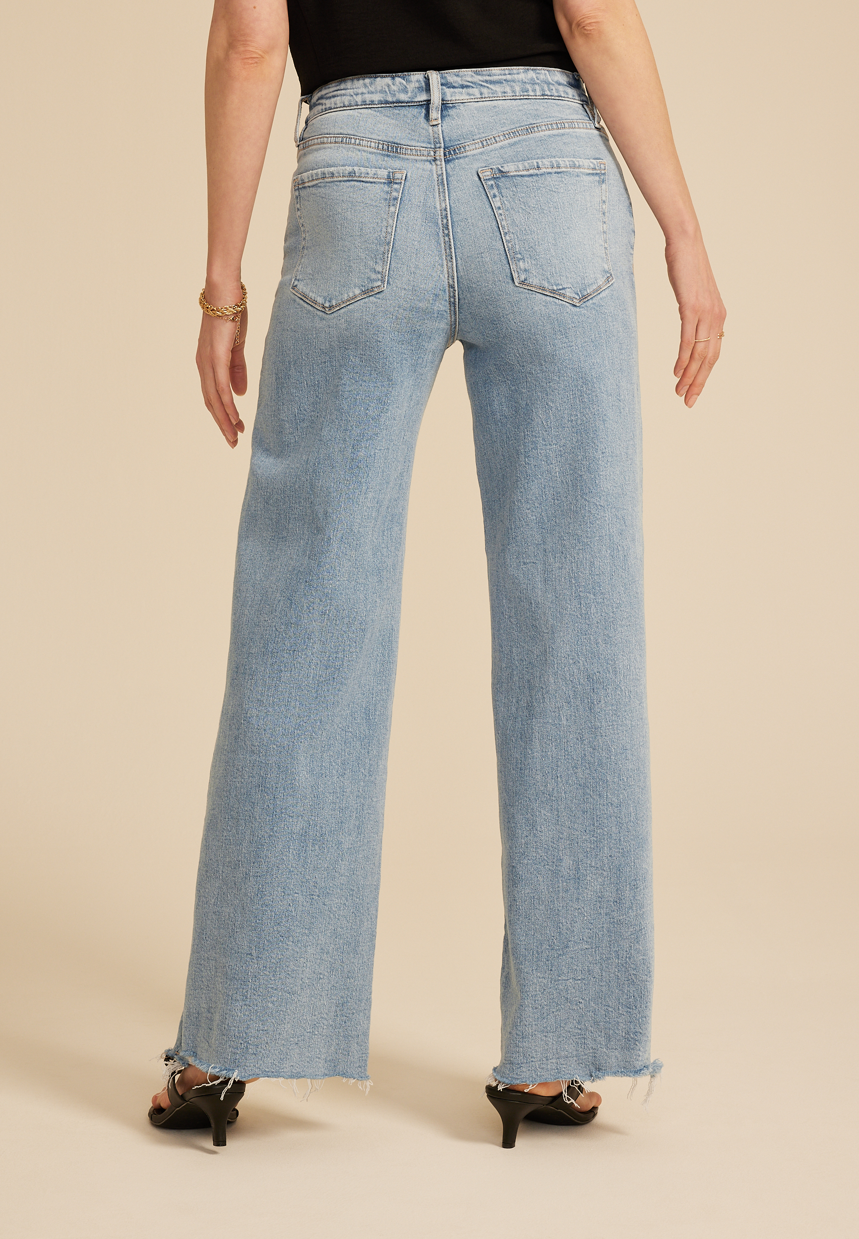 Flying Monkey&trade; High Rise Frayed Hem Wide Leg Jean, C2806, large